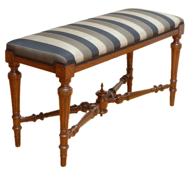 English Victorian Walnut Window Seat Duet Stool - Image 2